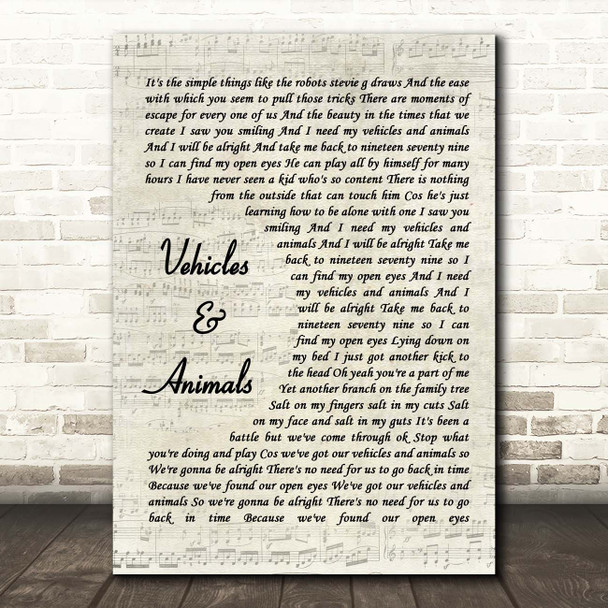 Athlete Vehicles & Animals Vintage Script Song Lyric Print