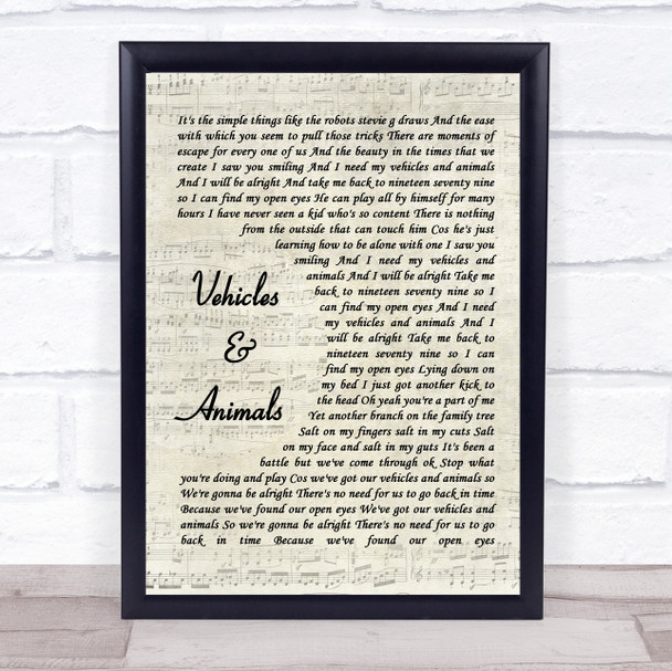 Athlete Vehicles & Animals Vintage Script Song Lyric Print