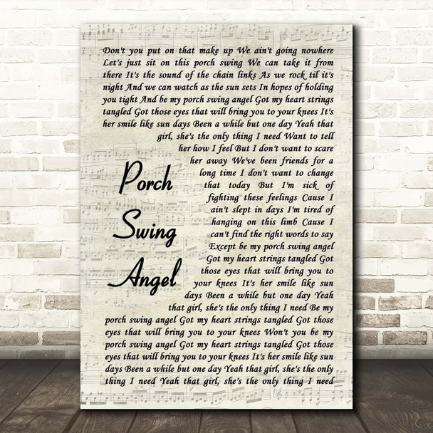 Muscadine Bloodline Porch Swing Angel Vintage Script Song Lyric Print