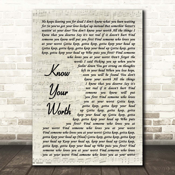 Khalid & Disclosure Know Your Worth Vintage Script Song Lyric Print
