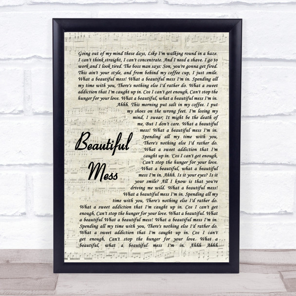 Diamond Rio Beautiful Mess Vintage Script Song Lyric Print