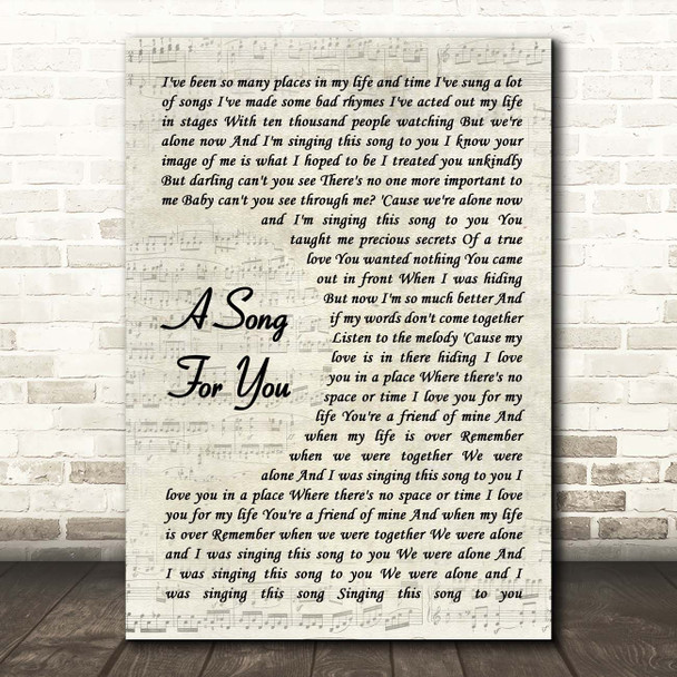 Donny Hathaway A Song for You Vintage Script Song Lyric Print