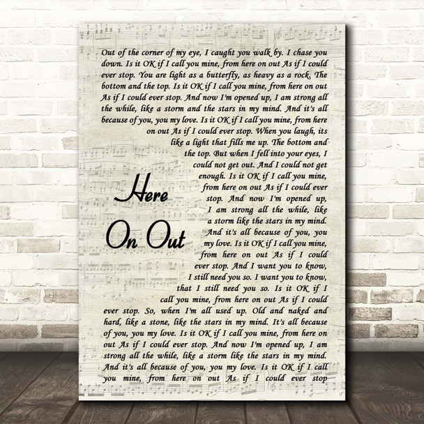 Dave Matthews Here On Out Vintage Script Song Lyric Print