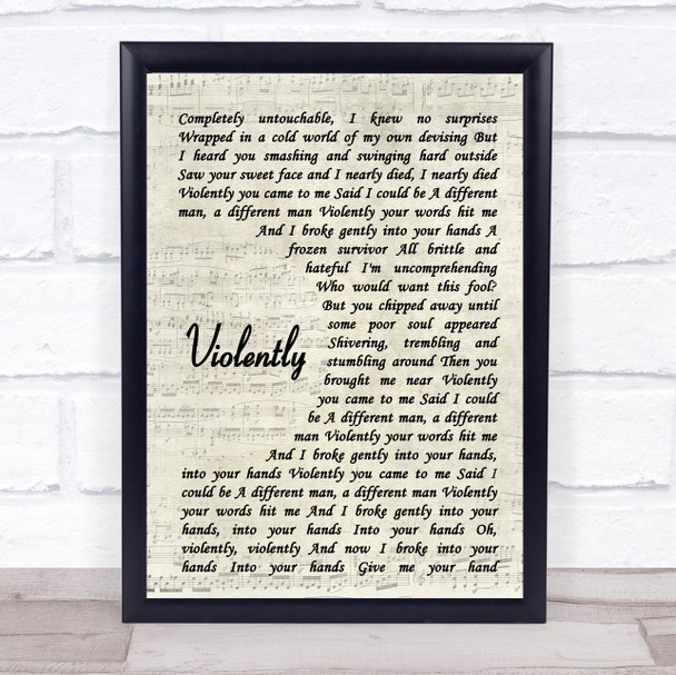 Hue and Cry Violently Vintage Script Song Lyric Print