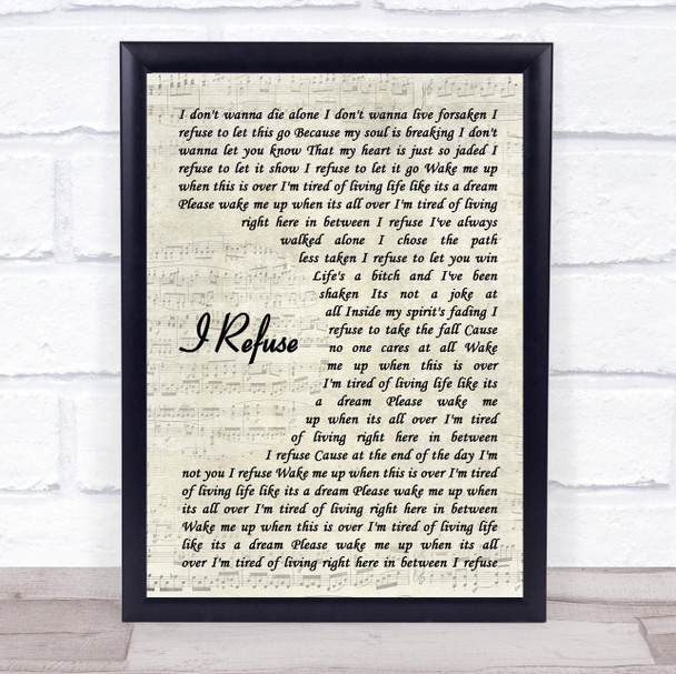 Five Finger Death Punch I Refuse Vintage Script Song Lyric Print