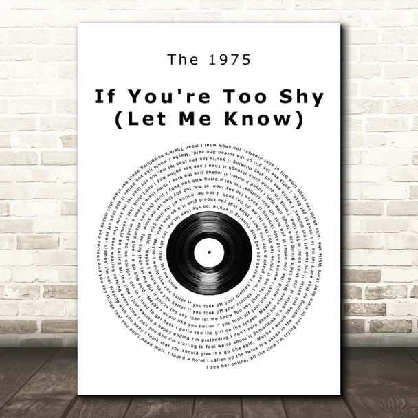 The 1975 If You're Too Shy (Let Me Know) Vinyl Record Song Lyric Print