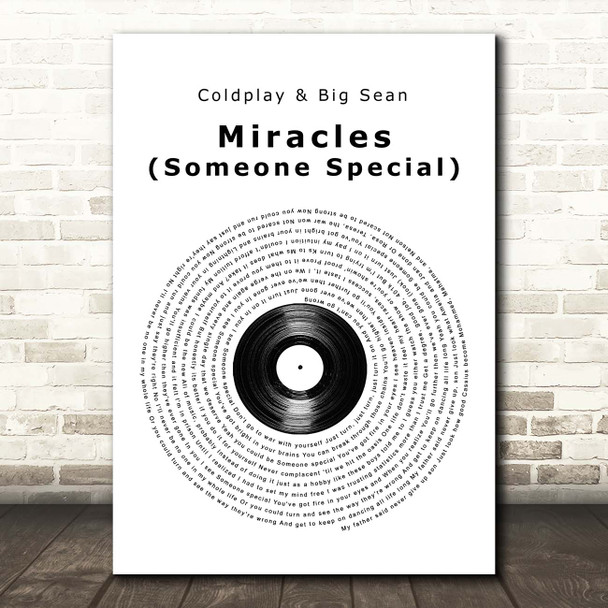 Coldplay & Big Sean Miracles (Someone Special) Vinyl Record Song Lyric Print