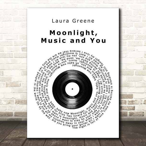 Laura Greene Moonlight, Music and You Vinyl Record Song Lyric Print