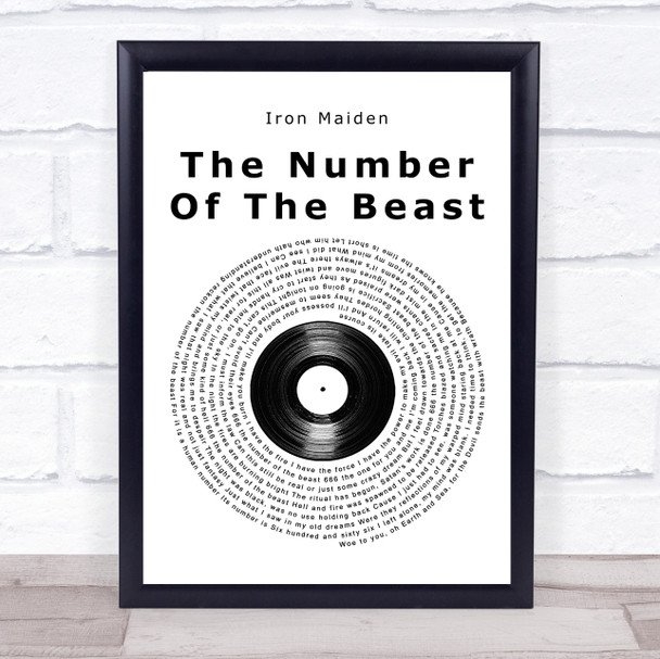 Iron Maiden The Number Of The Beast Vinyl Record Song Lyric Print