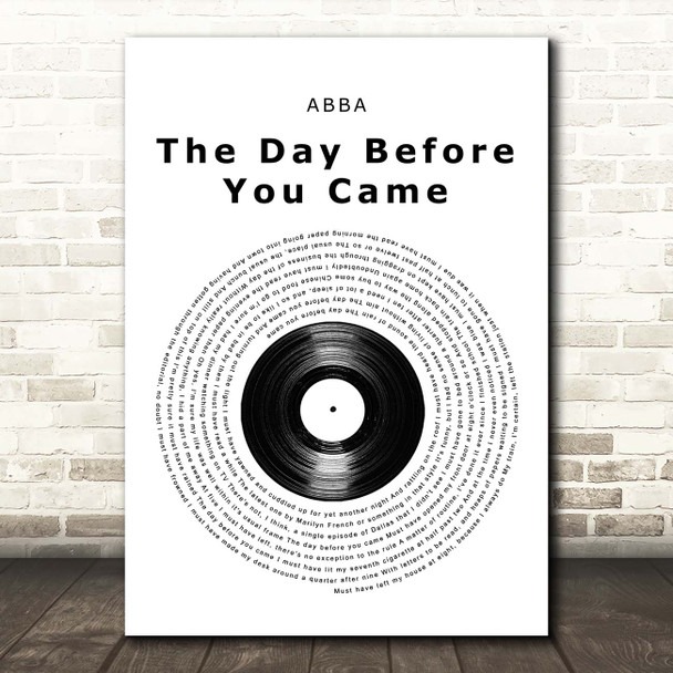 ABBA The Day Before You Came Vinyl Record Song Lyric Print