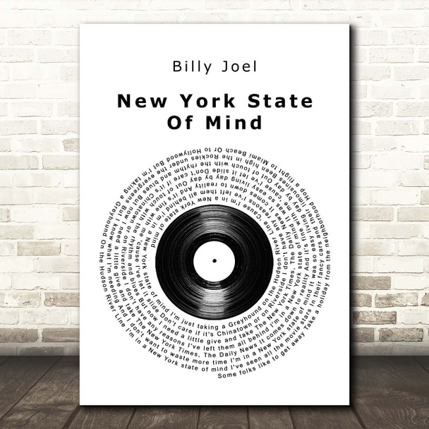 Billy Joel New York State Of Mind Vinyl Record Song Lyric Print