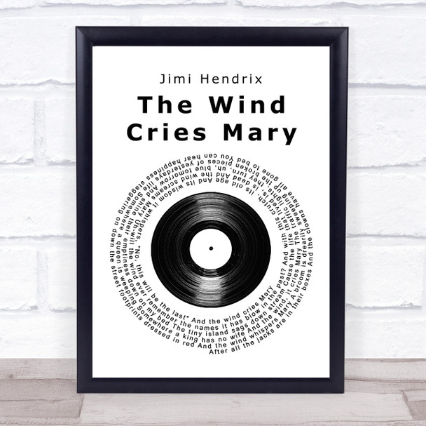 Jimi Hendrix The Wind Cries Mary Vinyl Record Song Lyric Print