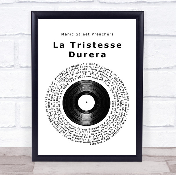 Manic Street Preachers La Tristesse Durera Vinyl Record Song Lyric Print