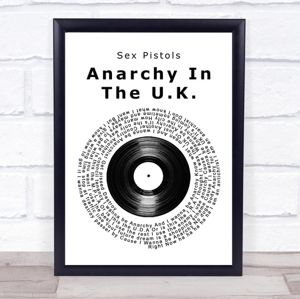 Sex Pistols Anarchy In The U.K. Vinyl Record Song Lyric Print