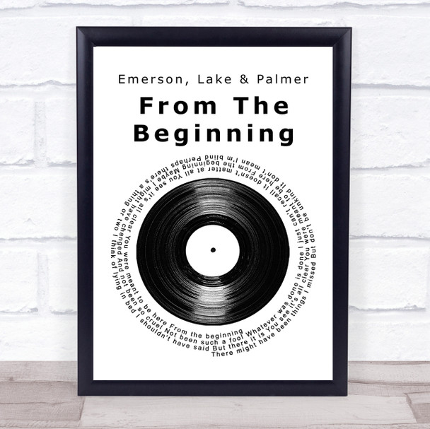 Emerson, Lake & Palmer From The Beginning Vinyl Record Song Lyric Print