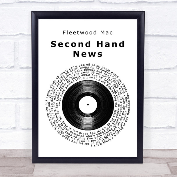 Fleetwood Mac Second Hand News Vinyl Record Song Lyric Print