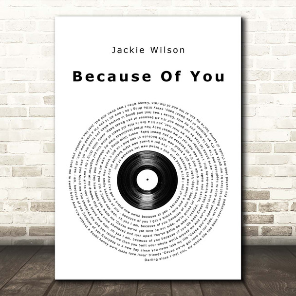 Jackie Wilson Because Of You Vinyl Record Song Lyric Print