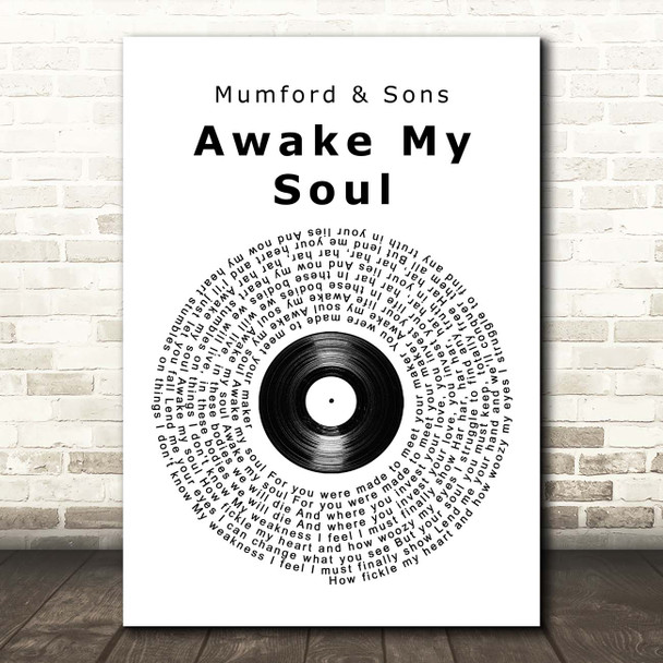 Mumford & Sons Awake My Soul Vinyl Record Song Lyric Print
