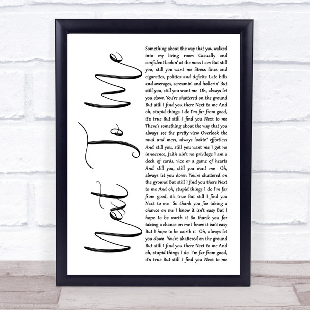 Imagine Dragons Next To Me White Script Song Lyric Quote Print