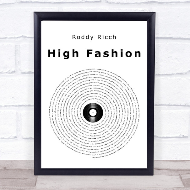 Roddy Ricch High Fashion Vinyl Record Song Lyric Print
