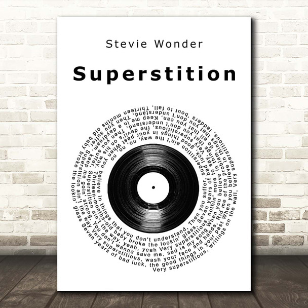 Stevie Wonder Superstition Vinyl Record Song Lyric Print
