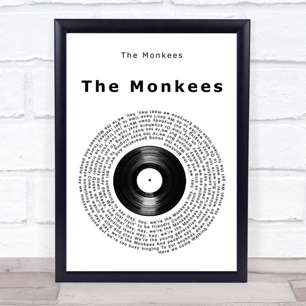 The Monkees The Monkees Vinyl Record Song Lyric Print