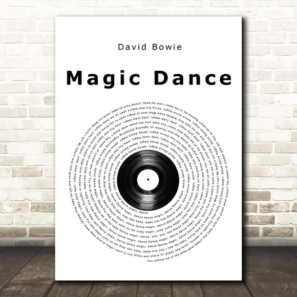 David Bowie Magic Dance Vinyl Record Song Lyric Print