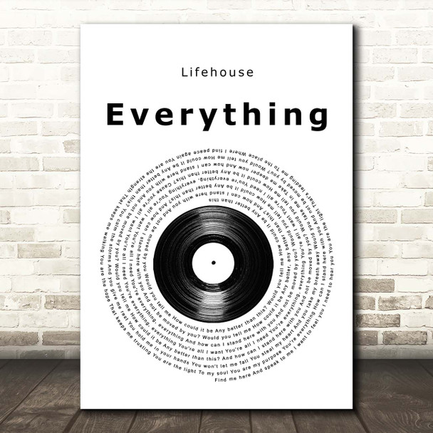 Lifehouse Everything Vinyl Record Song Lyric Print