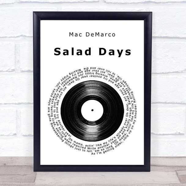 Mac DeMarco Salad Days Vinyl Record Song Lyric Print