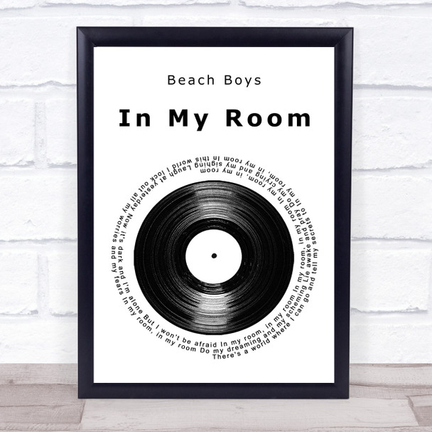 Beach Boys In My Room Vinyl Record Song Lyric Print