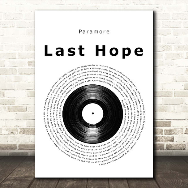 Paramore Last Hope Vinyl Record Song Lyric Print
