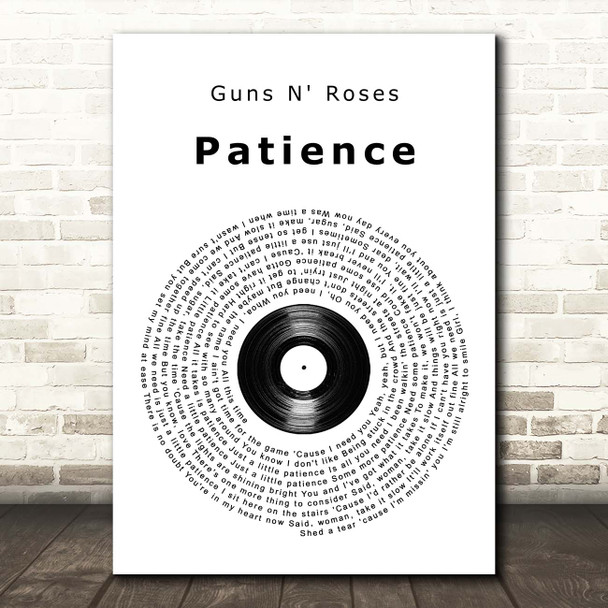 Guns N' Roses Patience Vinyl Record Song Lyric Print