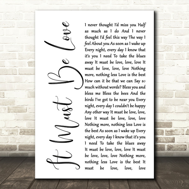 Madness It Must Be Love White Script Song Lyric Quote Print