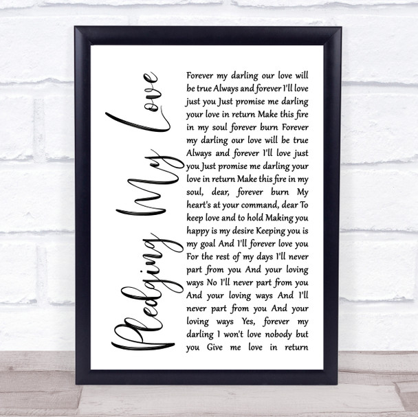 Marvin Gaye & Diana Ross Pledging My Love White Script Song Lyric Quote Print