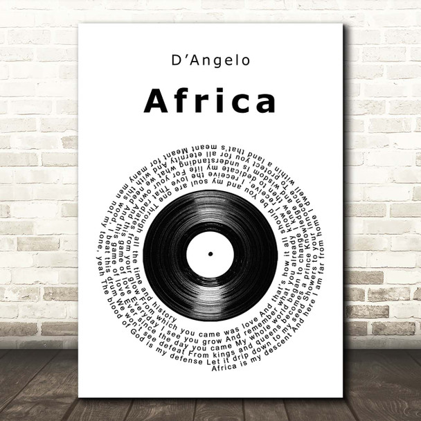 DAngelo Africa Vinyl Record Song Lyric Print