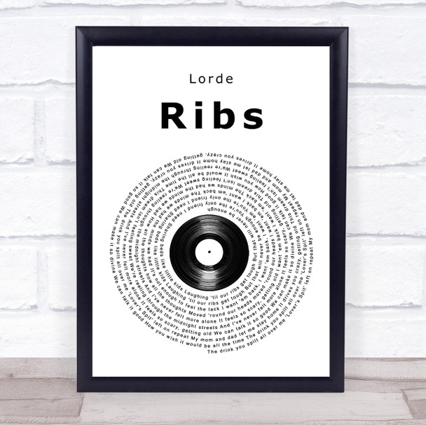 Lorde Ribs Vinyl Record Song Lyric Print