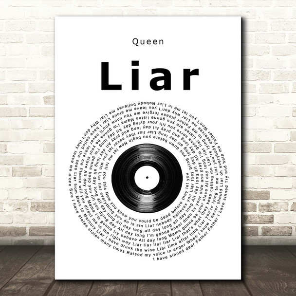 Queen Liar Vinyl Record Song Lyric Print