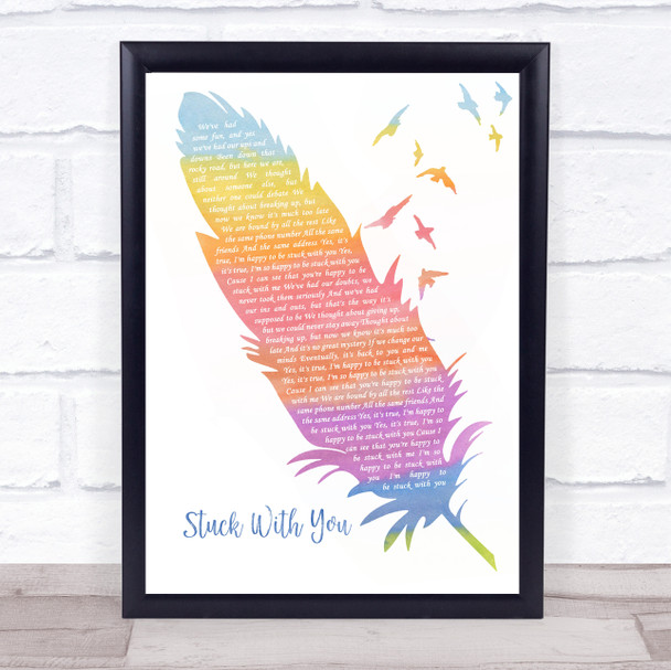 Huey Lewis And The News Stuck With You Watercolour Feather & Birds Song Lyric Print