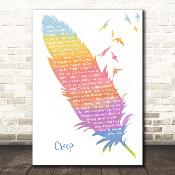 Radiohead Creep Watercolour Feather & Birds Song Lyric Print