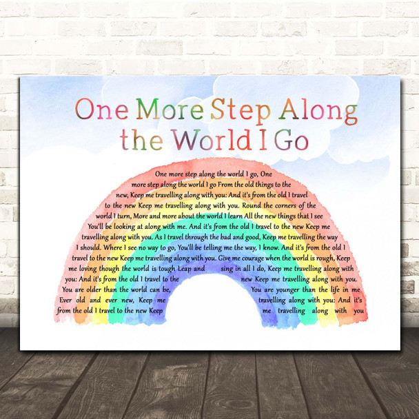 Hymm One More Step Along the World I Go Watercolour Rainbow & Clouds Song Lyric Print