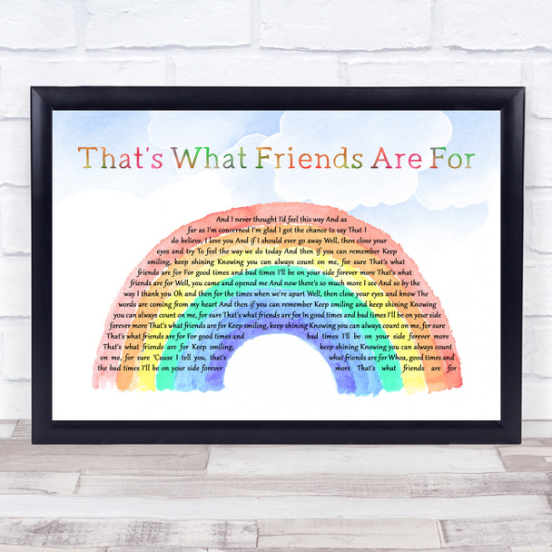 Dionne Warwick That's What Friends Are For Watercolour Rainbow & Clouds Song Lyric Print