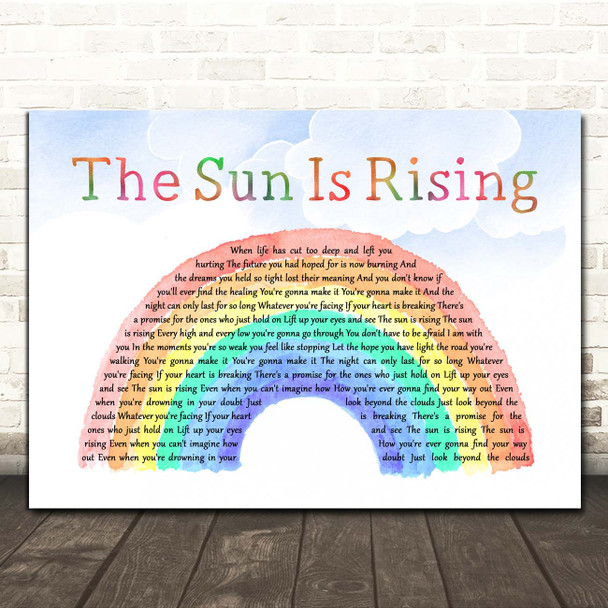 Britt Nicole The Sun Is Rising Watercolour Rainbow & Clouds Song Lyric Print