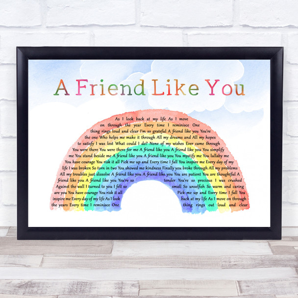 Brian Wilson A Friend Like You Watercolour Rainbow & Clouds Song Lyric Print