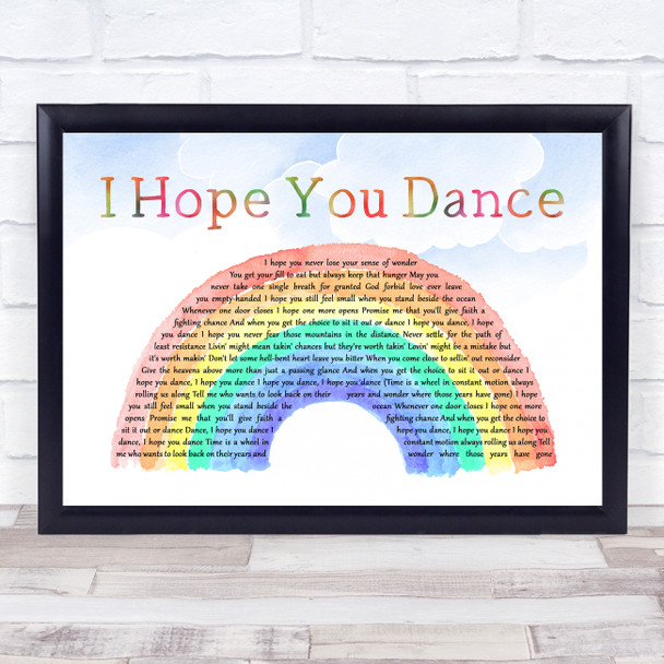 Lee Ann Womack I Hope You Dance Watercolour Rainbow & Clouds Song Lyric Print