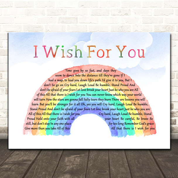 Jessica Andrews I Wish For You Watercolour Rainbow & Clouds Song Lyric Print