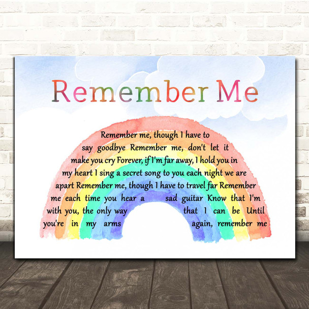 Christina Perri from Coco Remember Me Watercolour Rainbow & Clouds Song Lyric Print