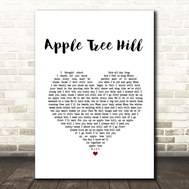 Keywest Apple Tree Hill White Heart Song Lyric Print