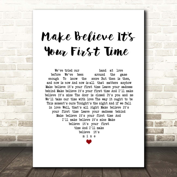 Karen Carpenter Make Believe It's Your First Time White Heart Song Lyric Print