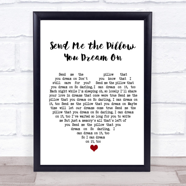 Johnny Tillotson Send Me the Pillow You Dream On White Heart Song Lyric Print