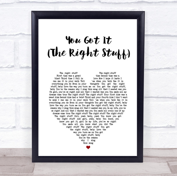 New Kids On The Block You Got It (The Right Stuff) White Heart Song Lyric Print